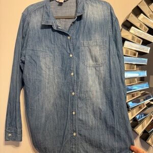 Faded Lightweight Button Down Denim Shirt XL